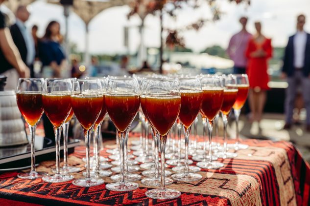 Gesha coffee served in champagne glasses at a Coffee People special event